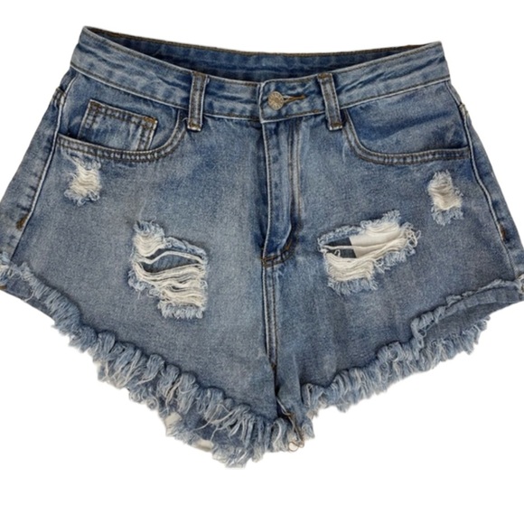 High Rise Cut Off Ripped Jean Shorts - Picture 15 of 15